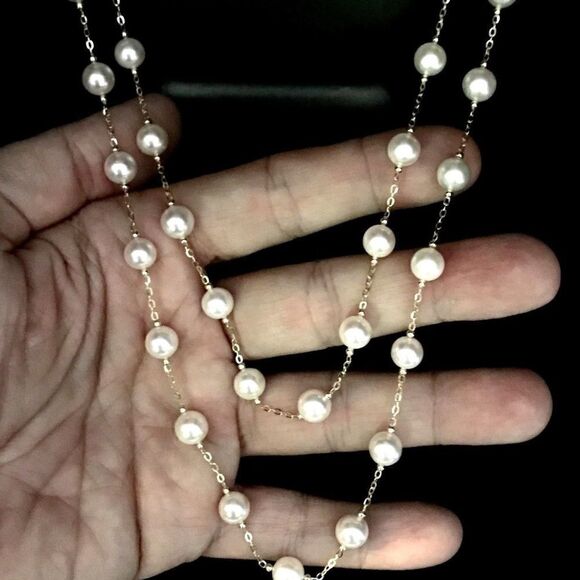 Akoya Pearl Ruby Necklace 14k Gold 7.80 mm 19 3/4" Certified $2,450 820424 - Picture 3 of 7